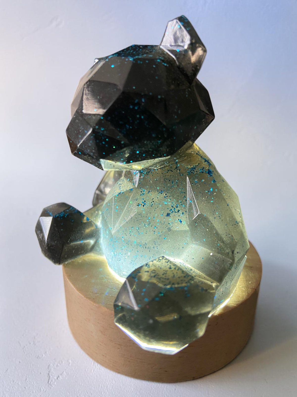 Ourson Noir Pailleté Bleu
