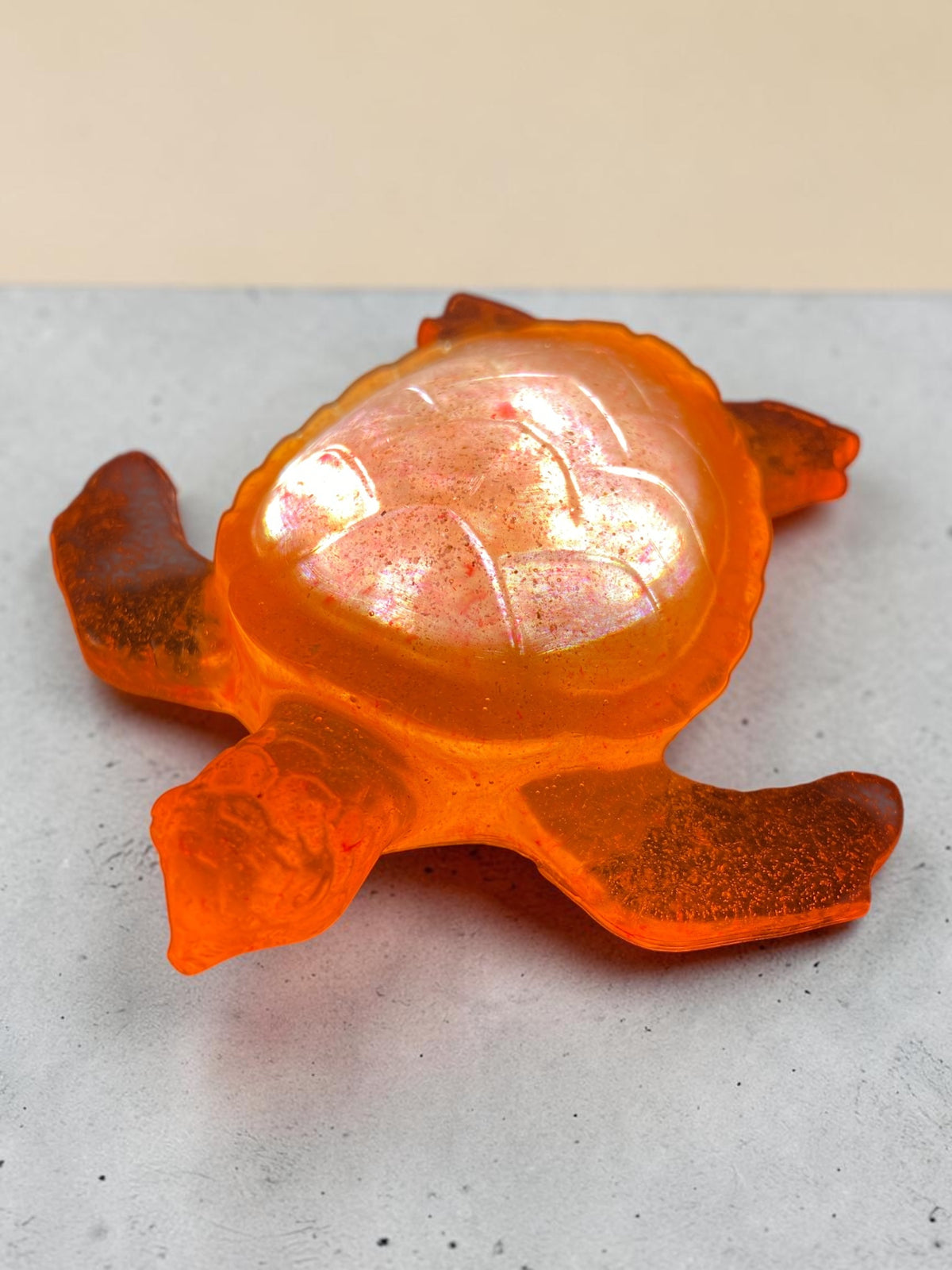 Tortue Orange Pailletée Or