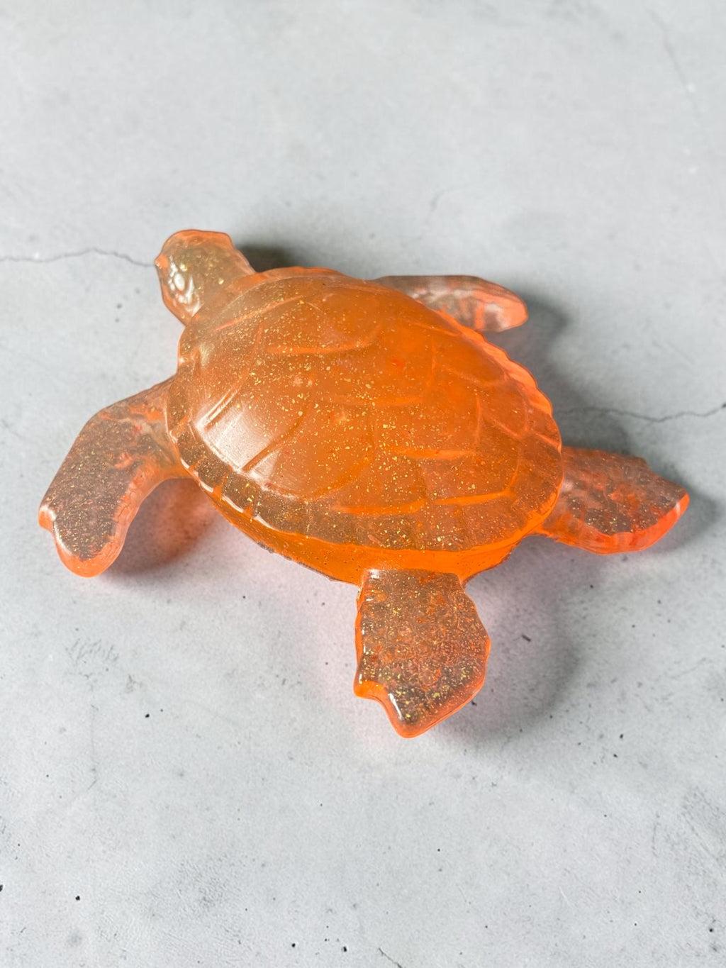 Tortue Orange Pailletée Or