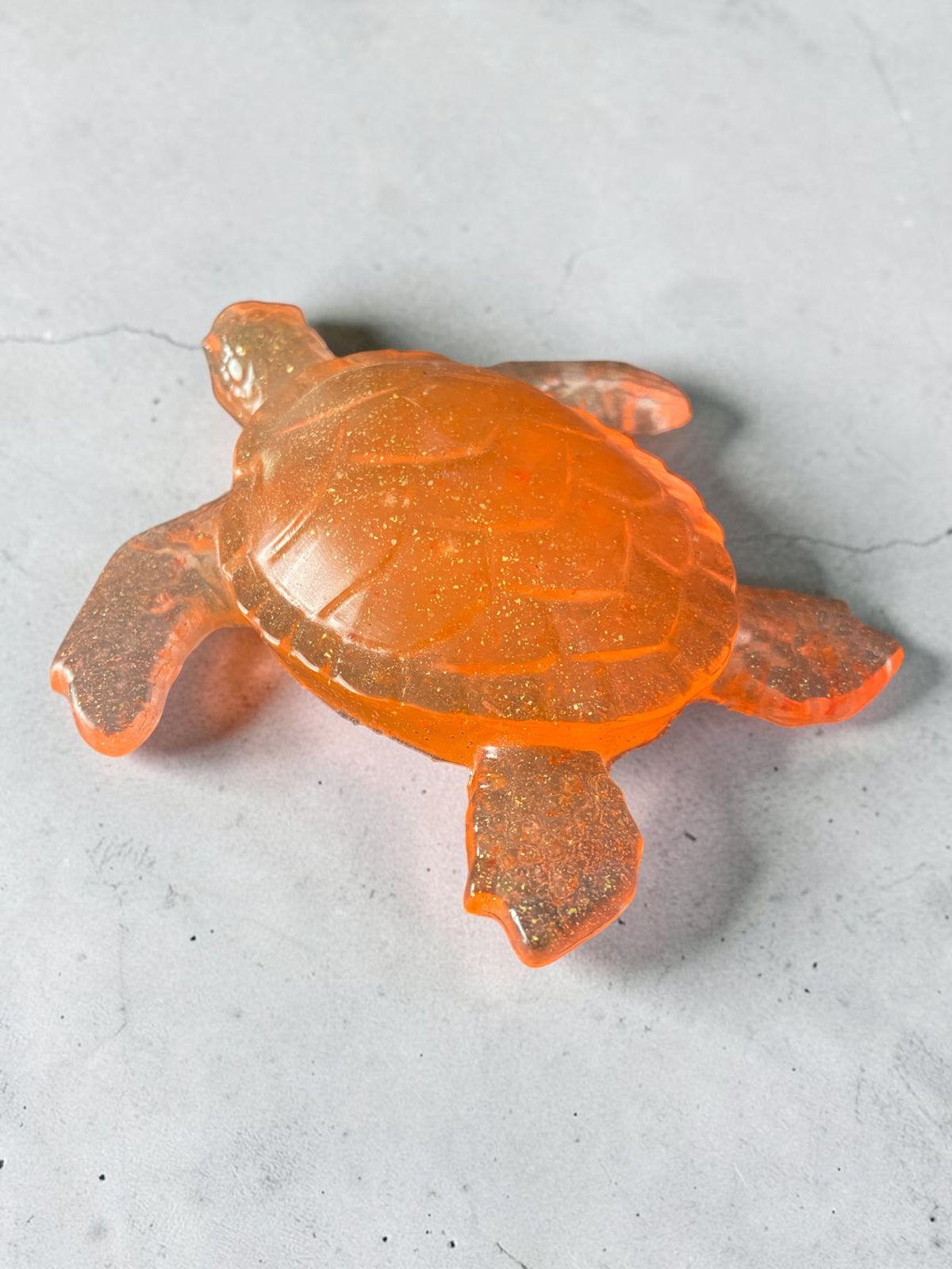 Tortue Orange Pailletée Or