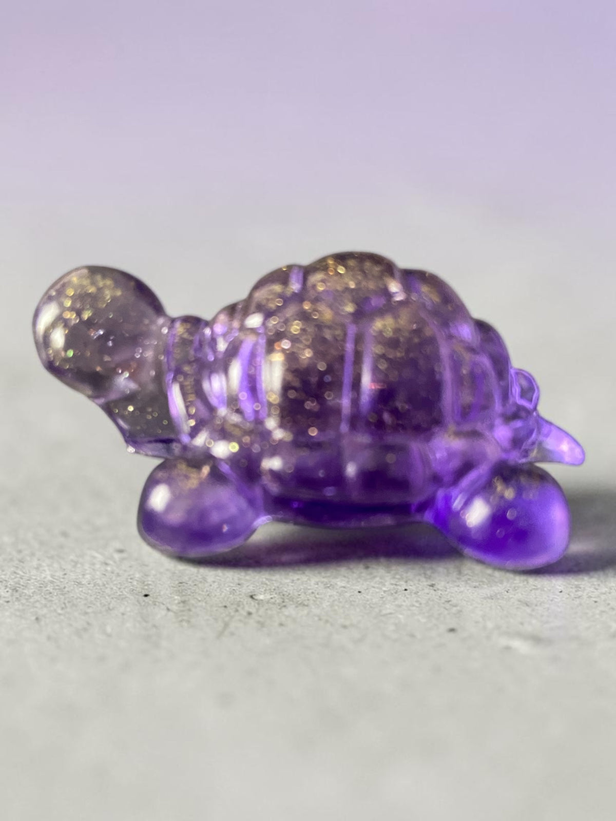 Mini Tortue Violette Pailletée Or