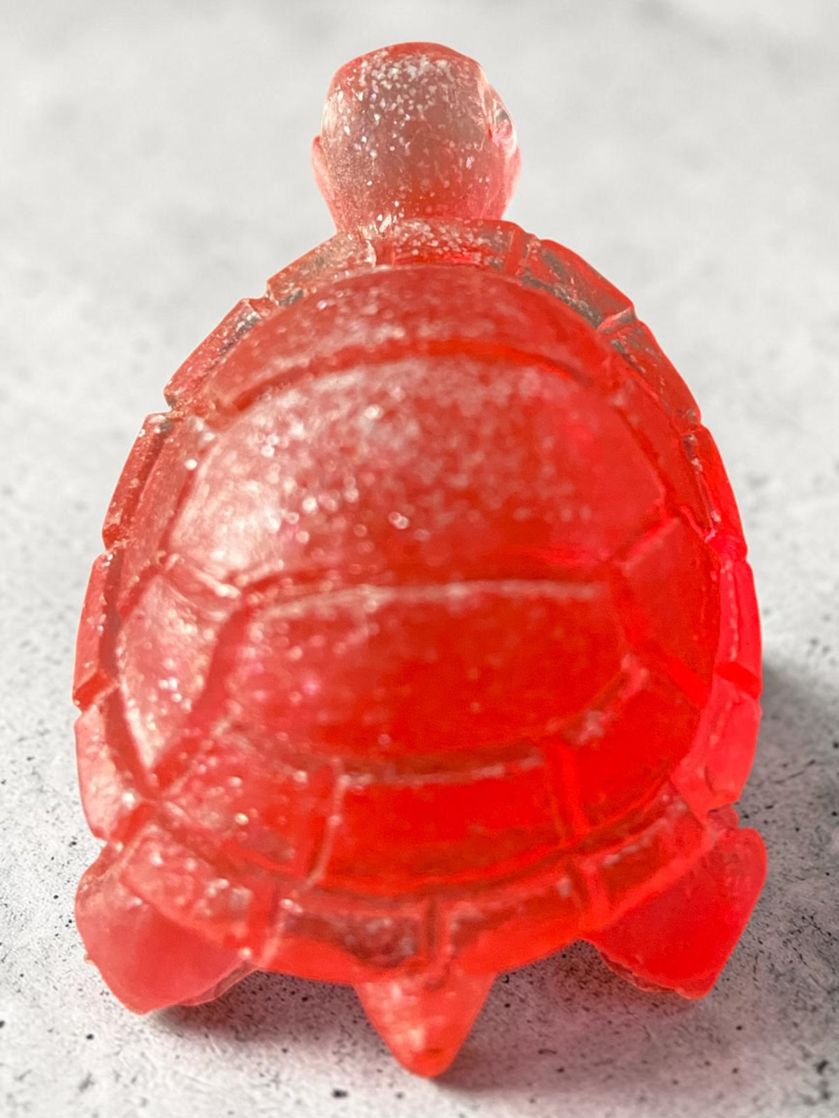 Mini Tortue Rouge Pailletée Argent