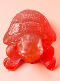 Mini Tortue Rouge Pailletée Argent