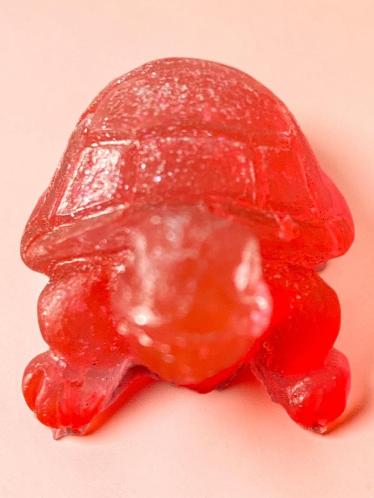 Mini Tortue Rouge Pailletée Argent