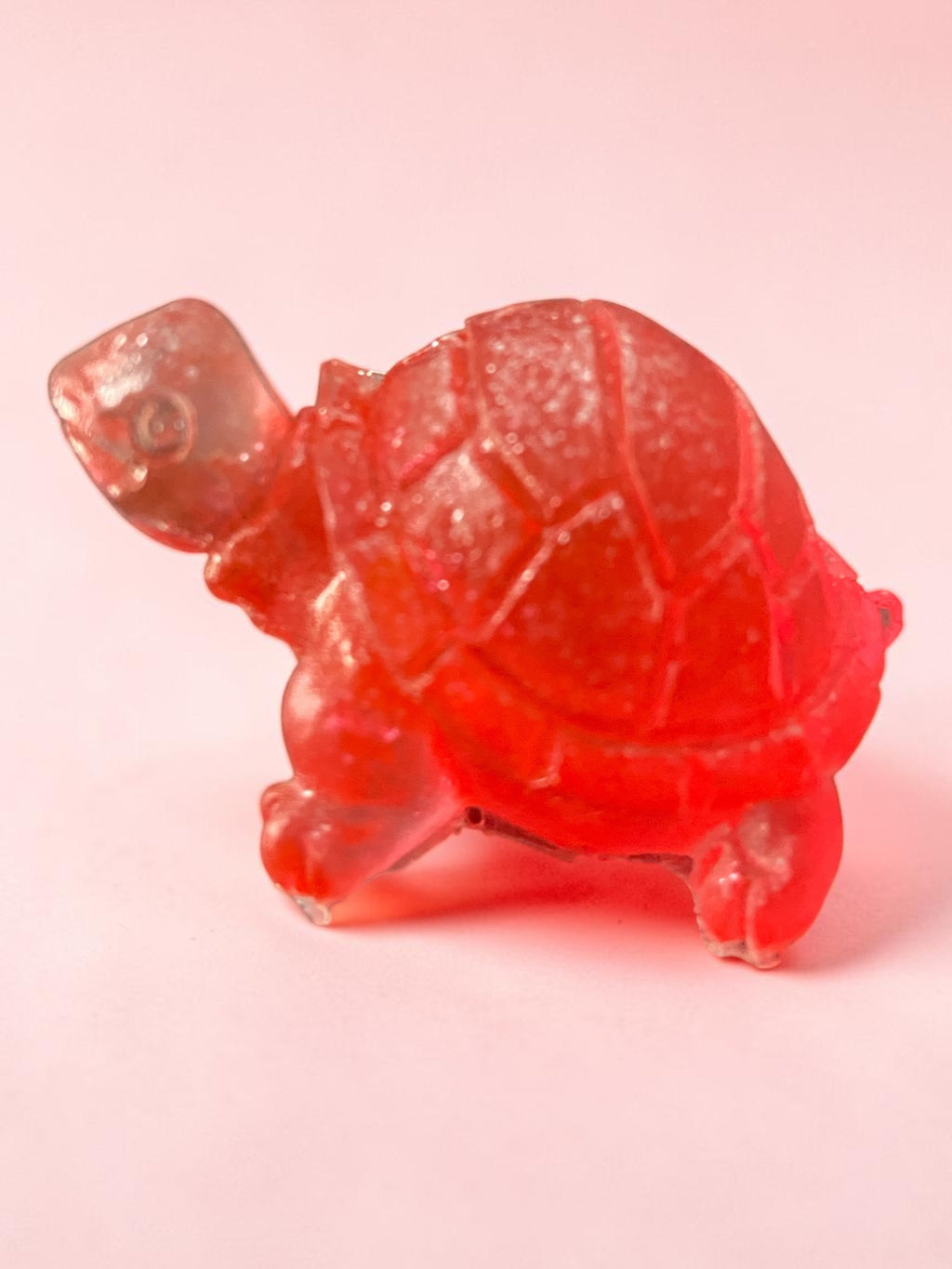 Mini Tortue Rouge Pailletée Argent