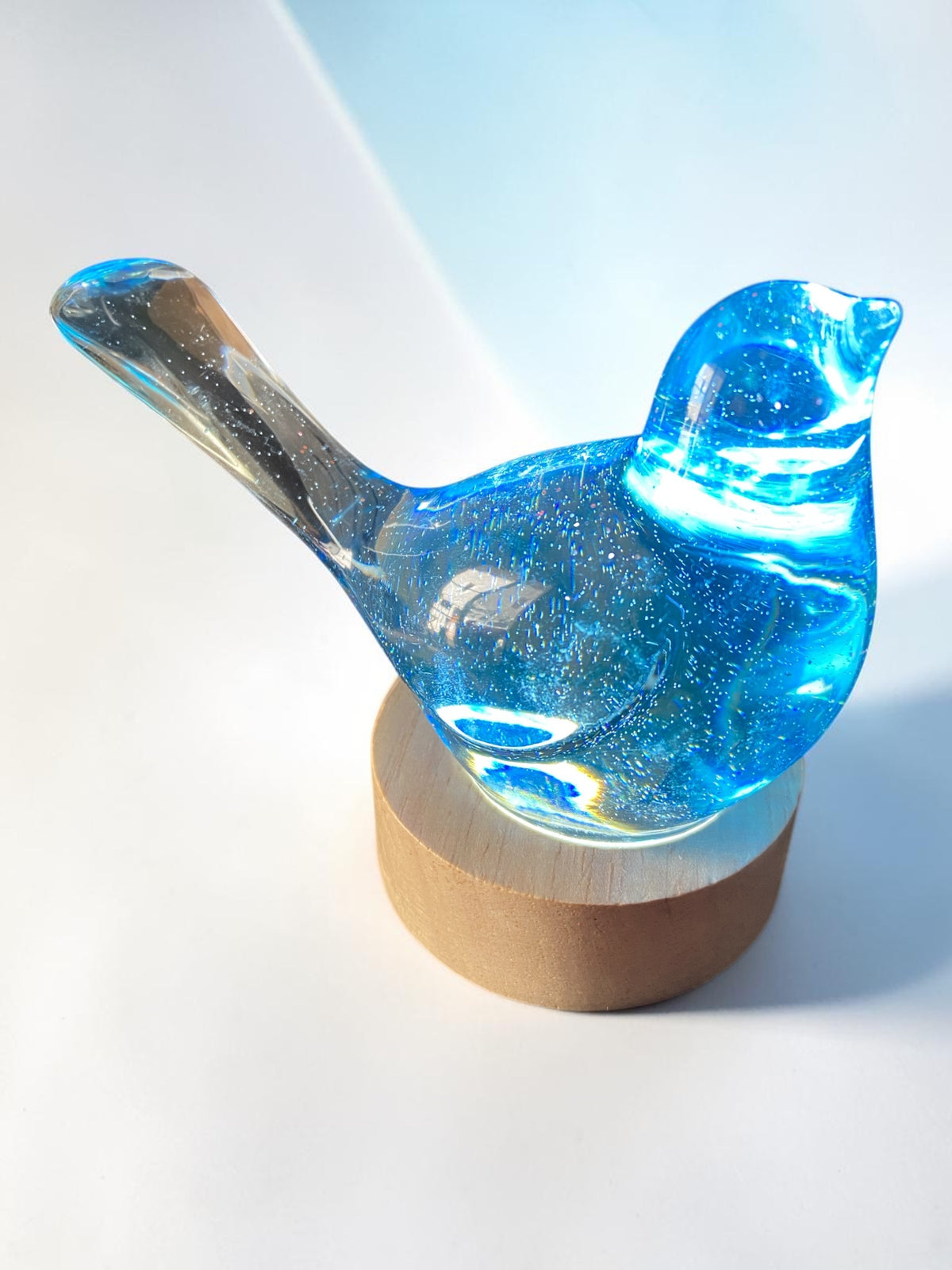 Oiseau Bleu Pailleté Argent