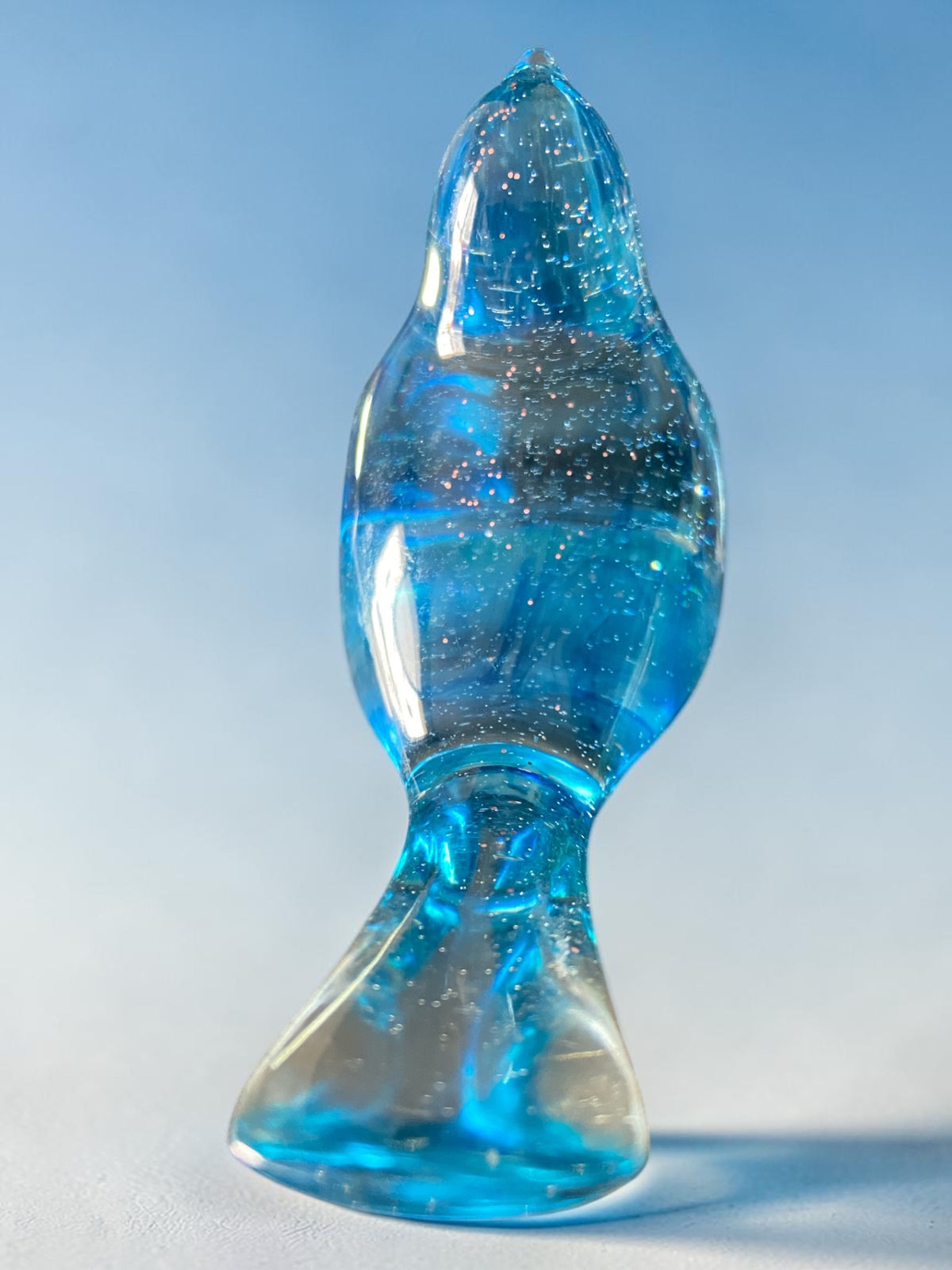 Oiseau Bleu Pailleté Argent