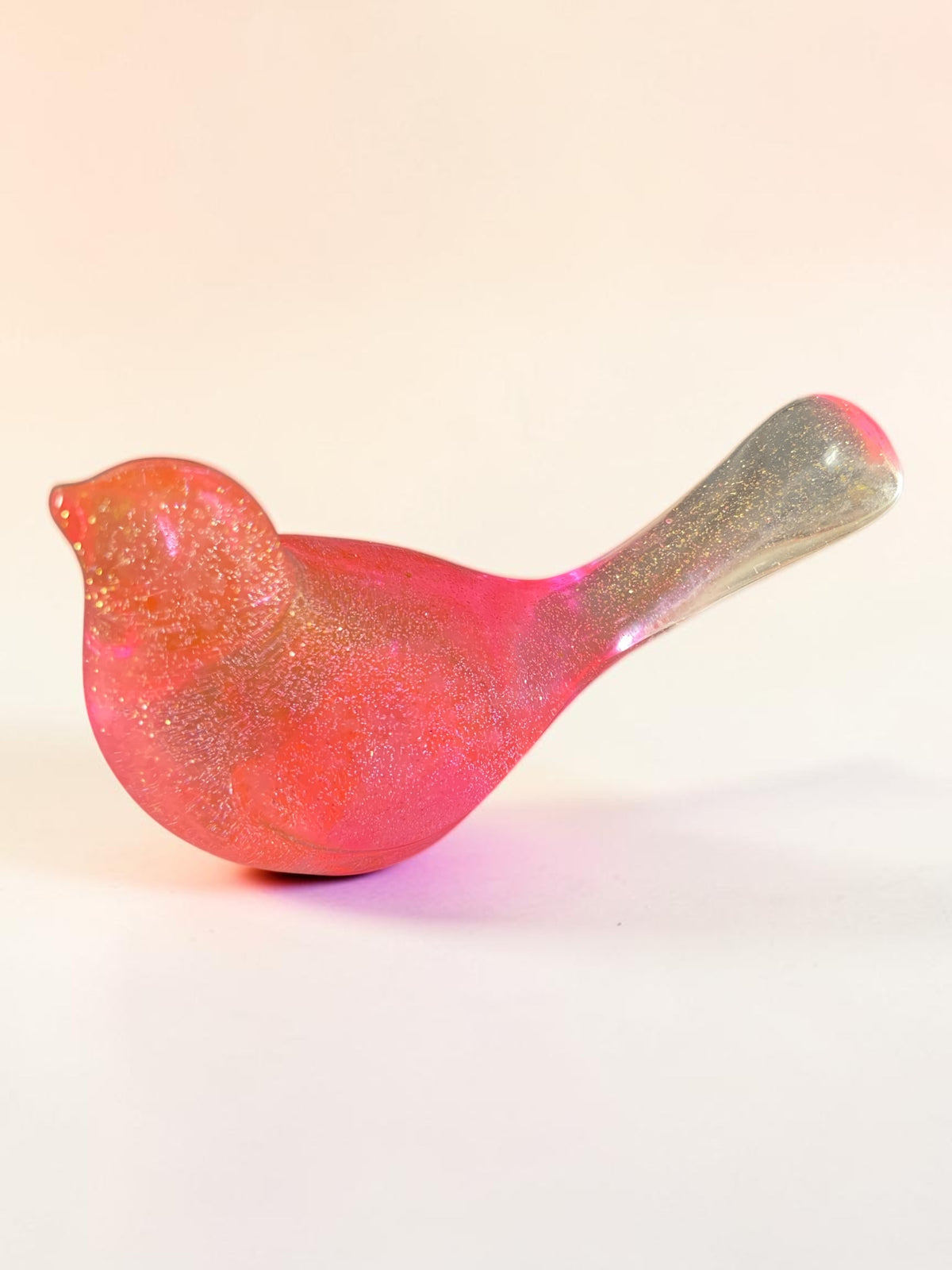 Oiseau Rose Pailleté Or