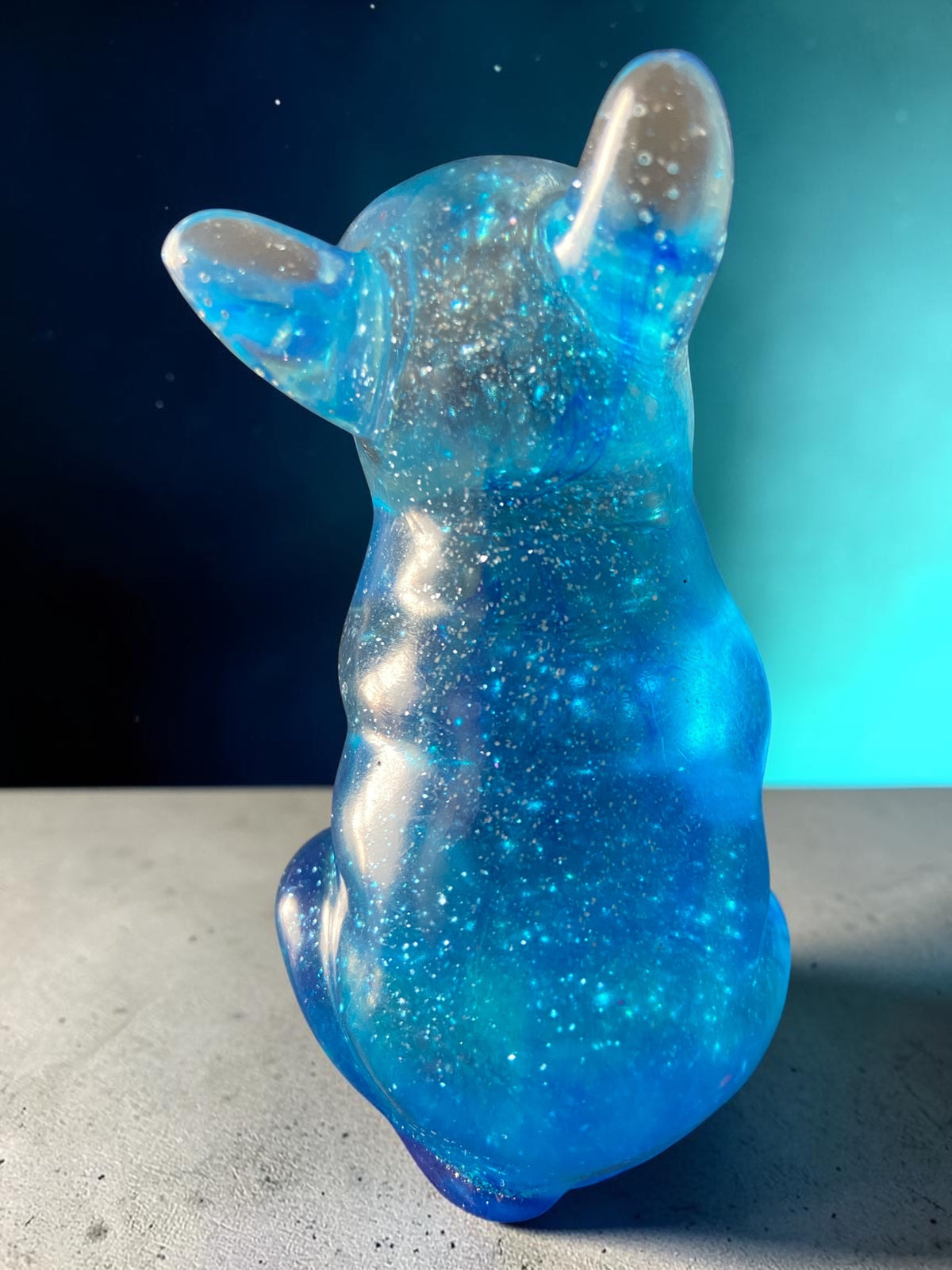 Chien Bleu Pailleté Argent
