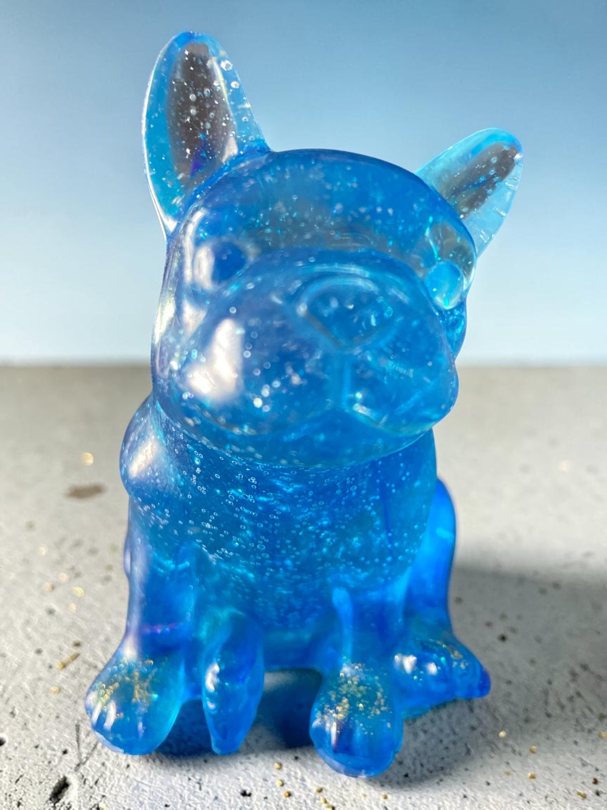 Chien Bleu Pailleté Argent
