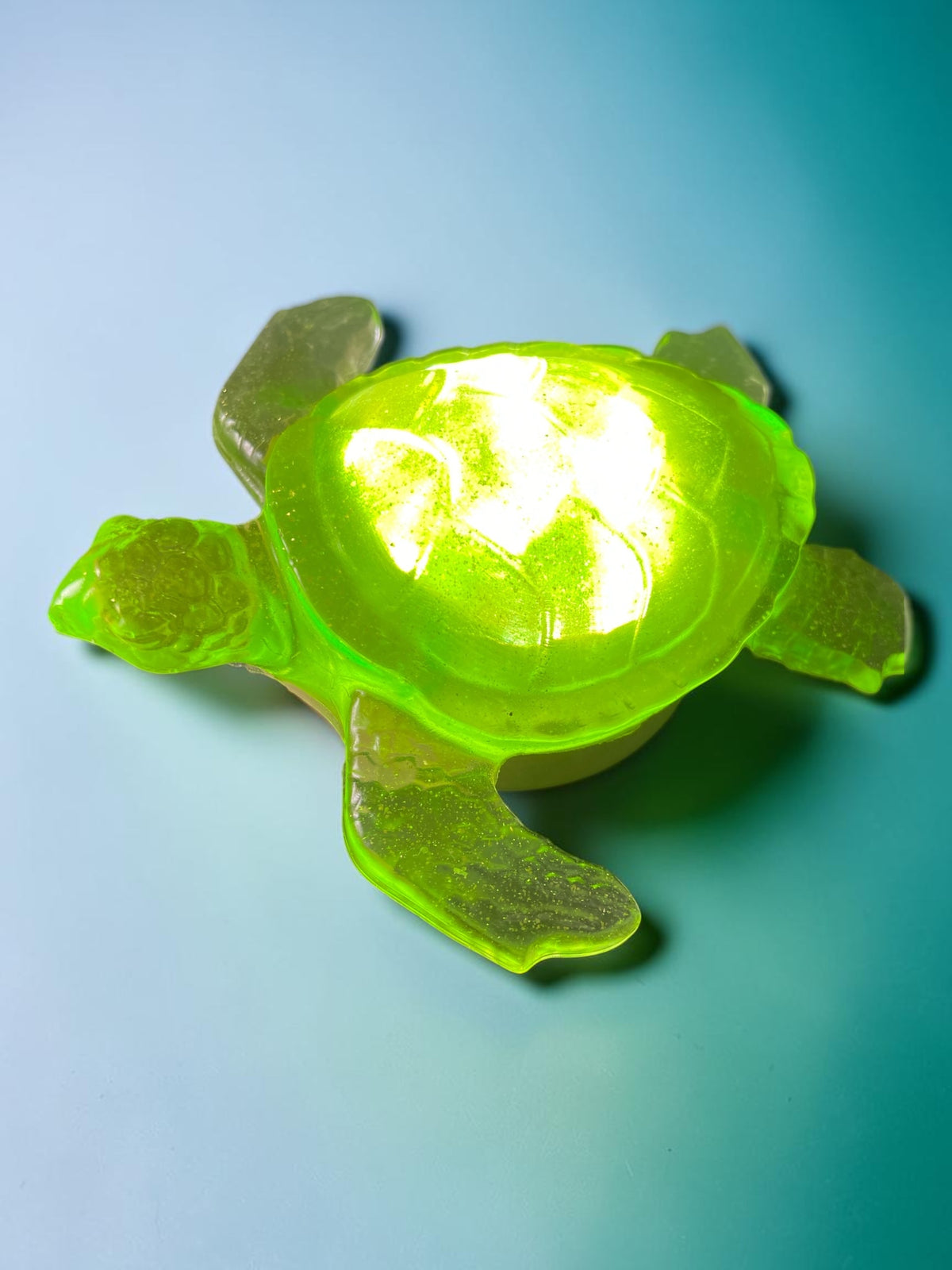 Tortue Verte Pailletée Argent