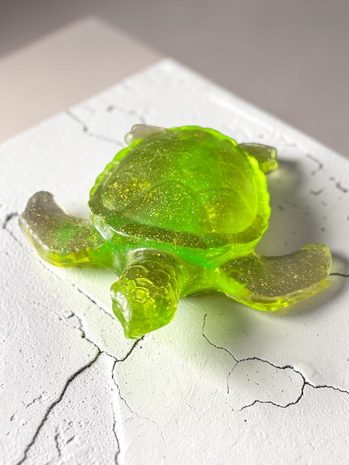 Tortue Verte Pailletée Argent