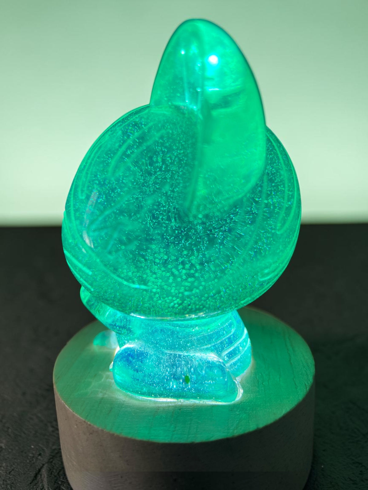 Chat Lumineux Vert Pailleté Argent