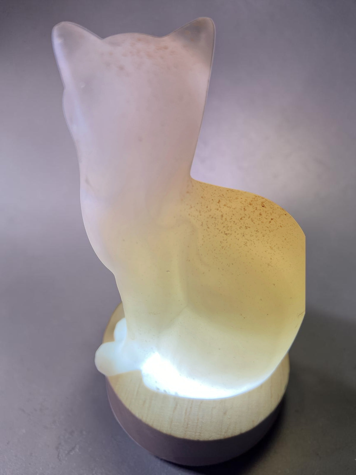 Chat Lumineux Rose Pâle pailleté Argent