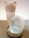 Chat Lumineux Blanc Pailleté Argent